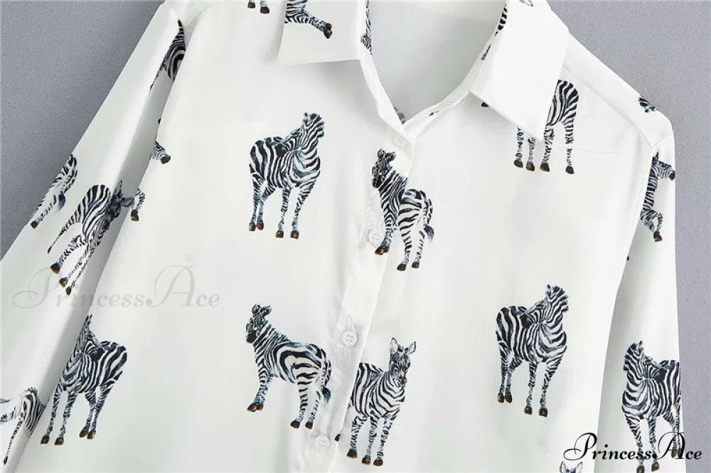 with Satin Blouse Design Arm - Long Women’s Zebra Top