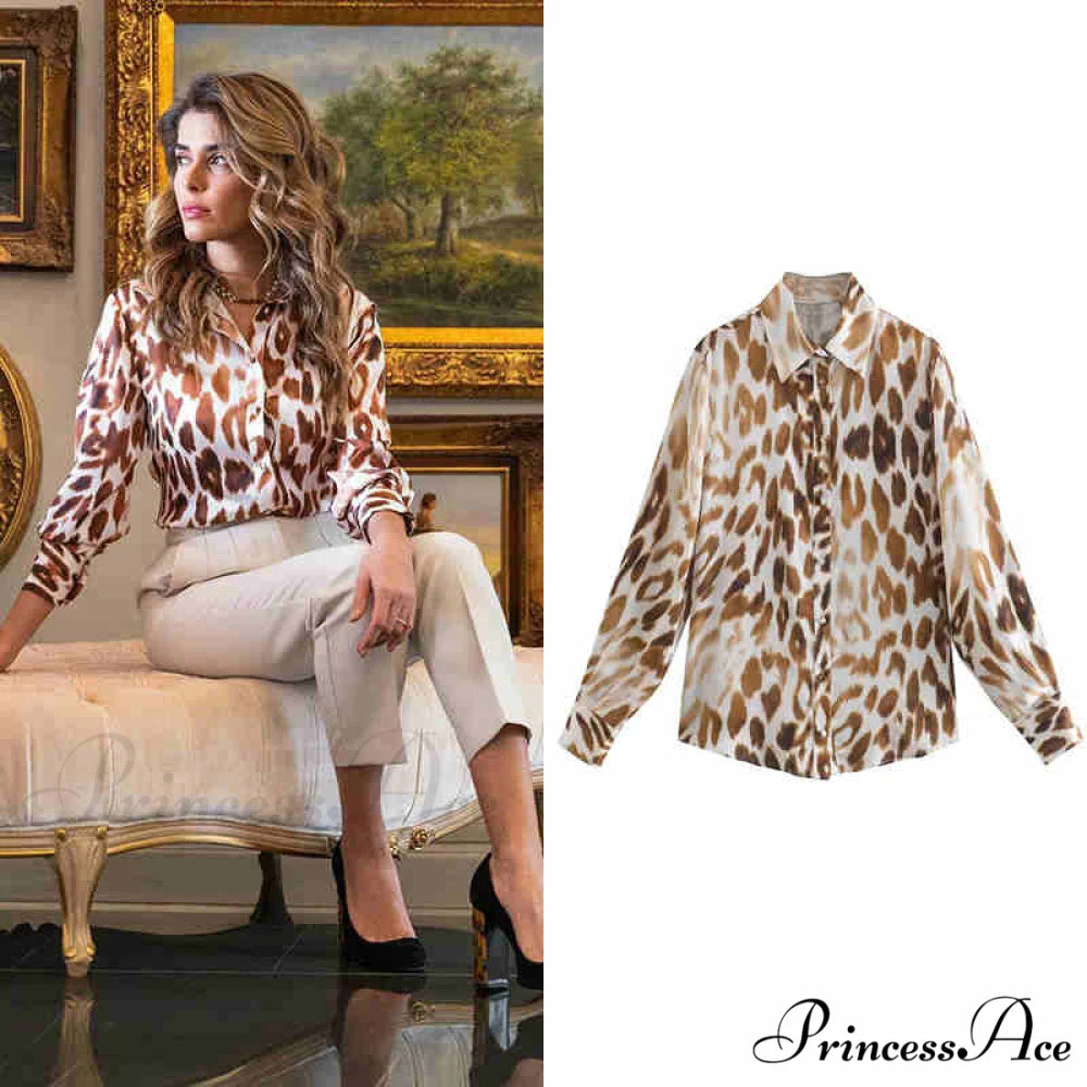 with Satin Blouse Design Arm - Long Women’s Zebra Top Chocolate / XS