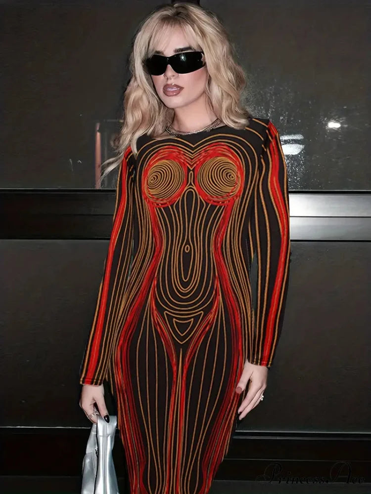with Striped Long Body Shape Out Design Gown Cut Sleeves S / Yellow