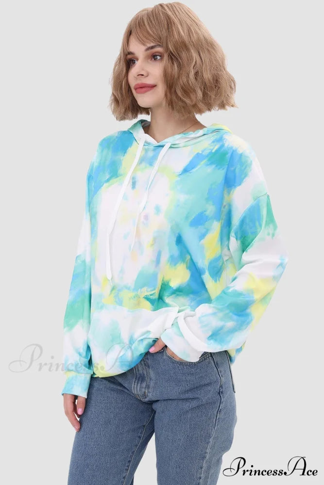 with Tie Hoodie Dye Drawstring Green / M