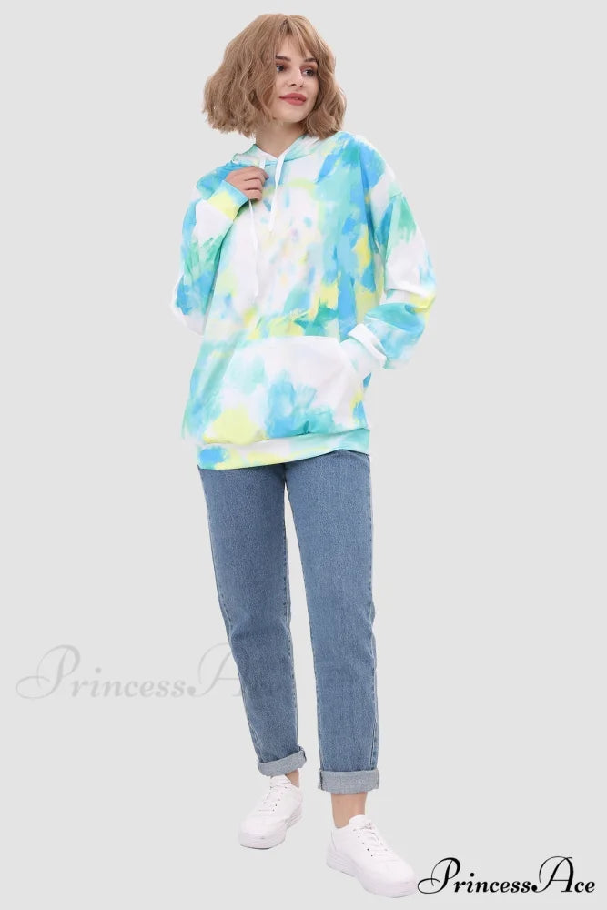 with Tie Hoodie Dye Drawstring Green / XL