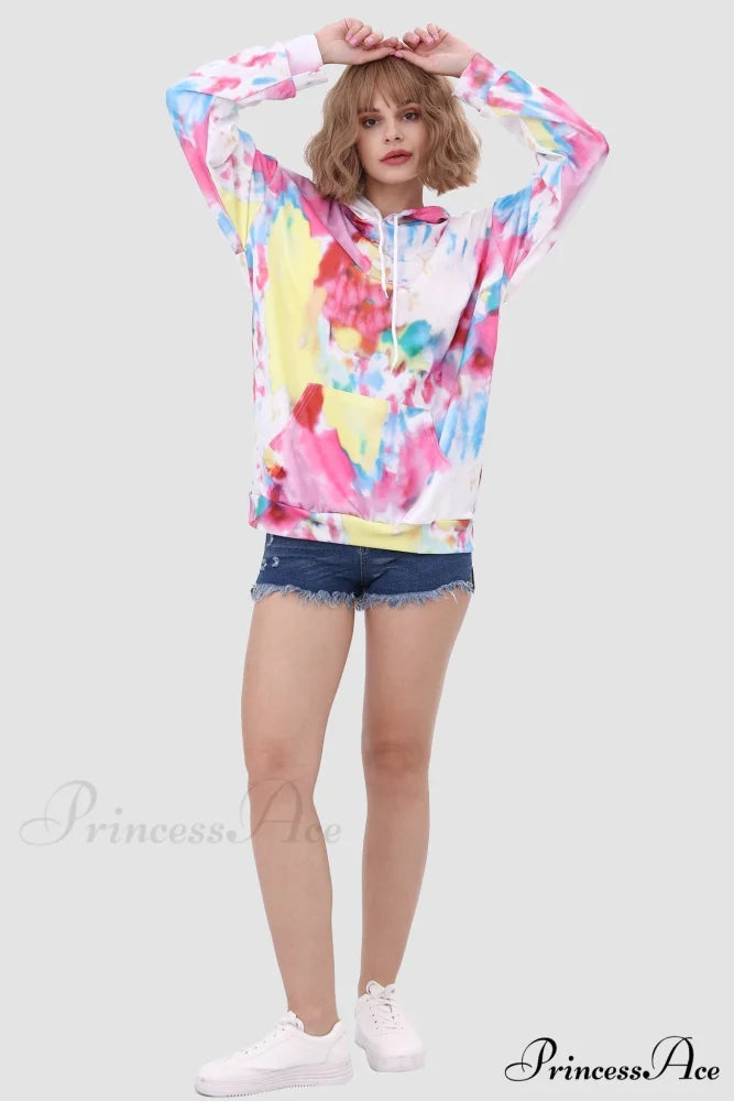 with Tie Hoodie Dye Drawstring Multicolor / XL