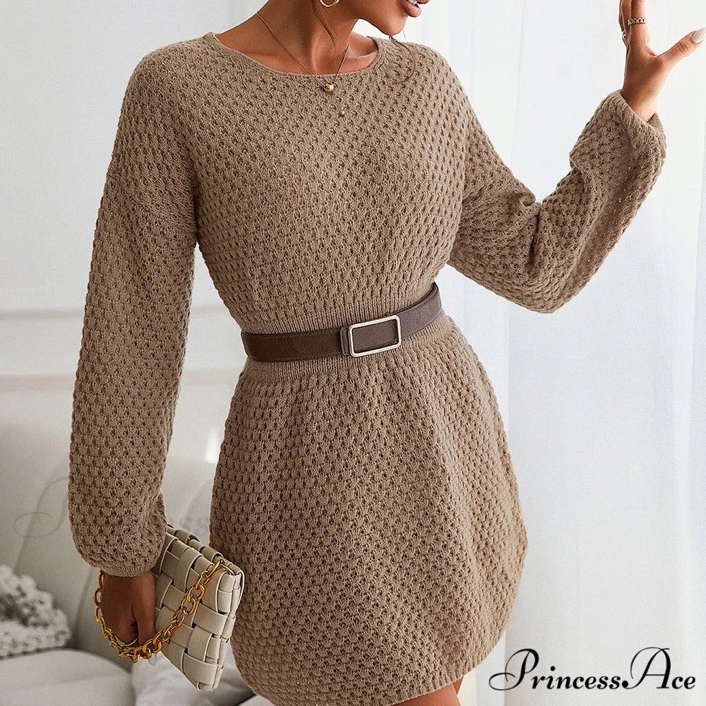 Woman Casual Long Sleeve Long Sweater Dress