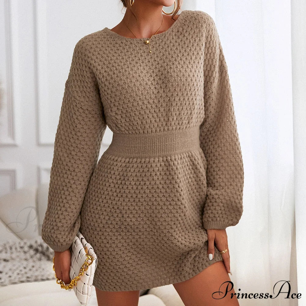 Woman Casual Long Sleeve Long Sweater Dress