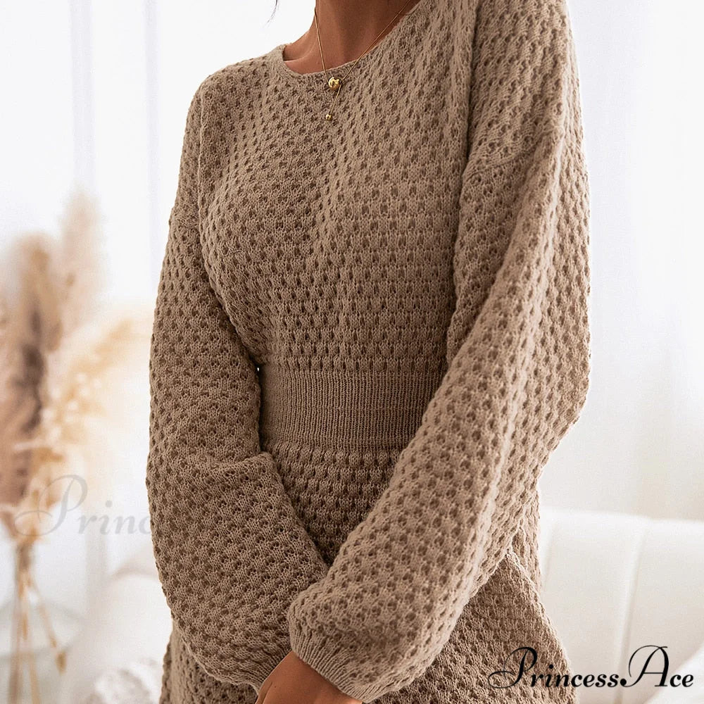 Woman Casual Long Sleeve Long Sweater Dress