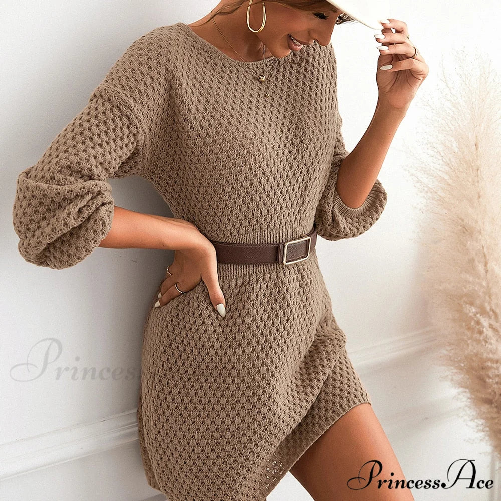 Woman Casual Long Sleeve Long Sweater Dress