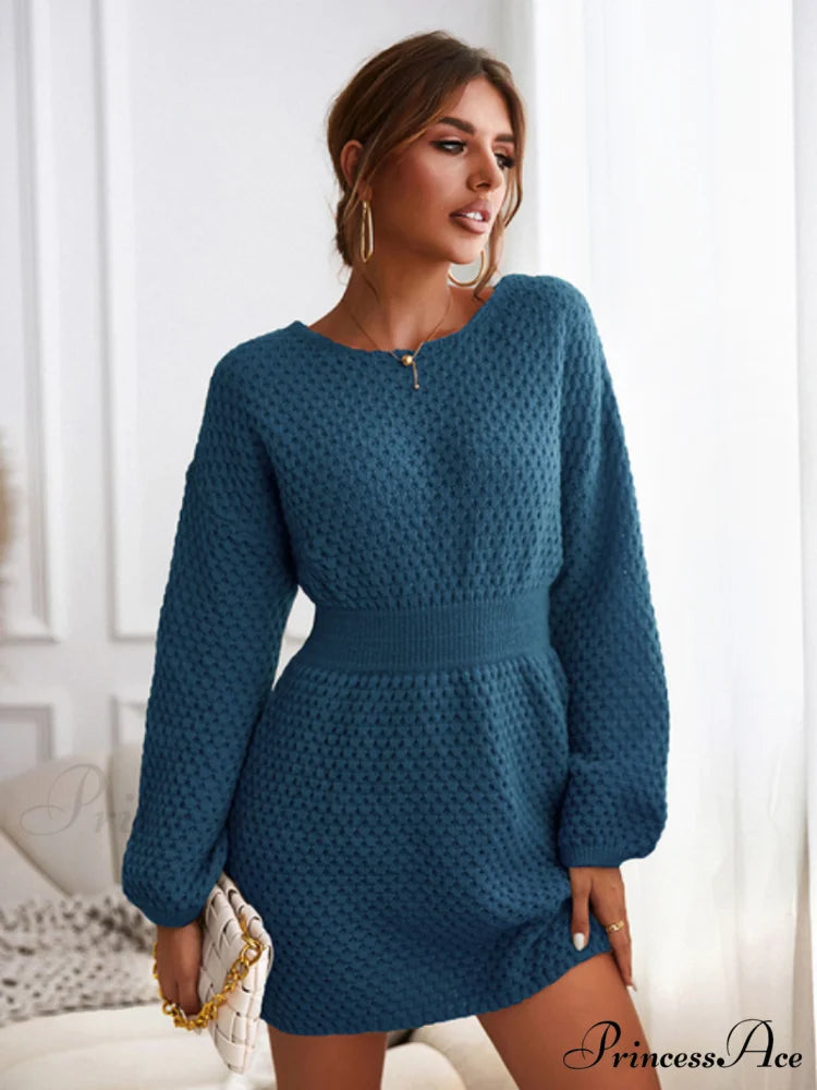 Woman Casual Long Sleeve Long Sweater Dress CAA06C2J001TT / XS