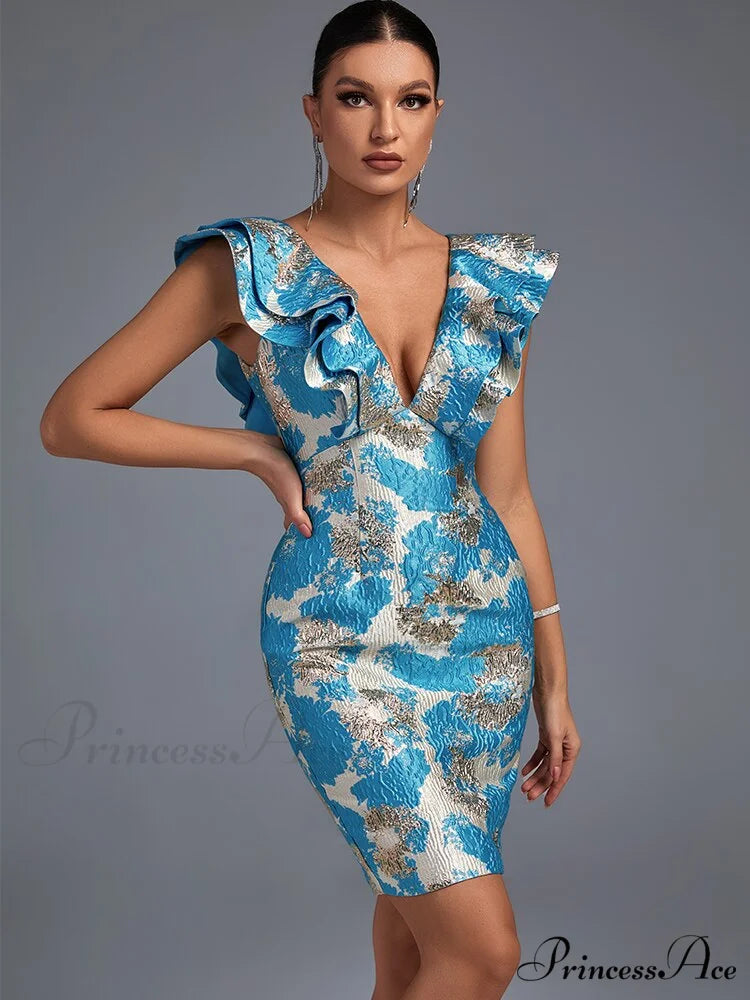 Women Blue Bodycon Dress