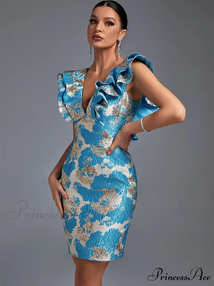 Women Blue Bodycon Dress