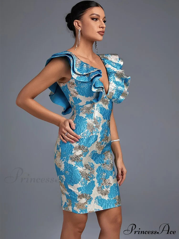 Women Blue Bodycon Dress Blue / XL