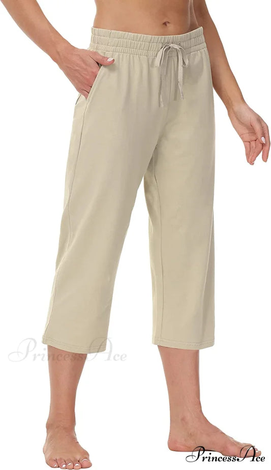 Women Capris Wide Leg Casual Jersey Sweat Pants
