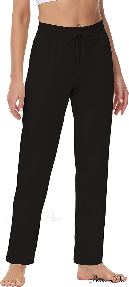 Women Capris Wide Leg Casual Jersey Sweat Pants Black / 3X-Large