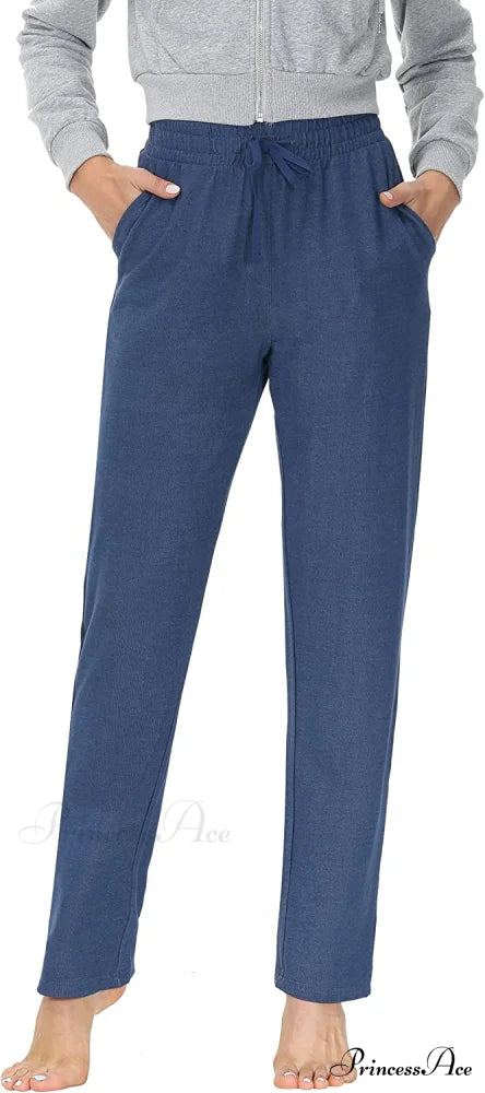 Women Capris Wide Leg Casual Jersey Sweat Pants Dark Blue / 3X-Large