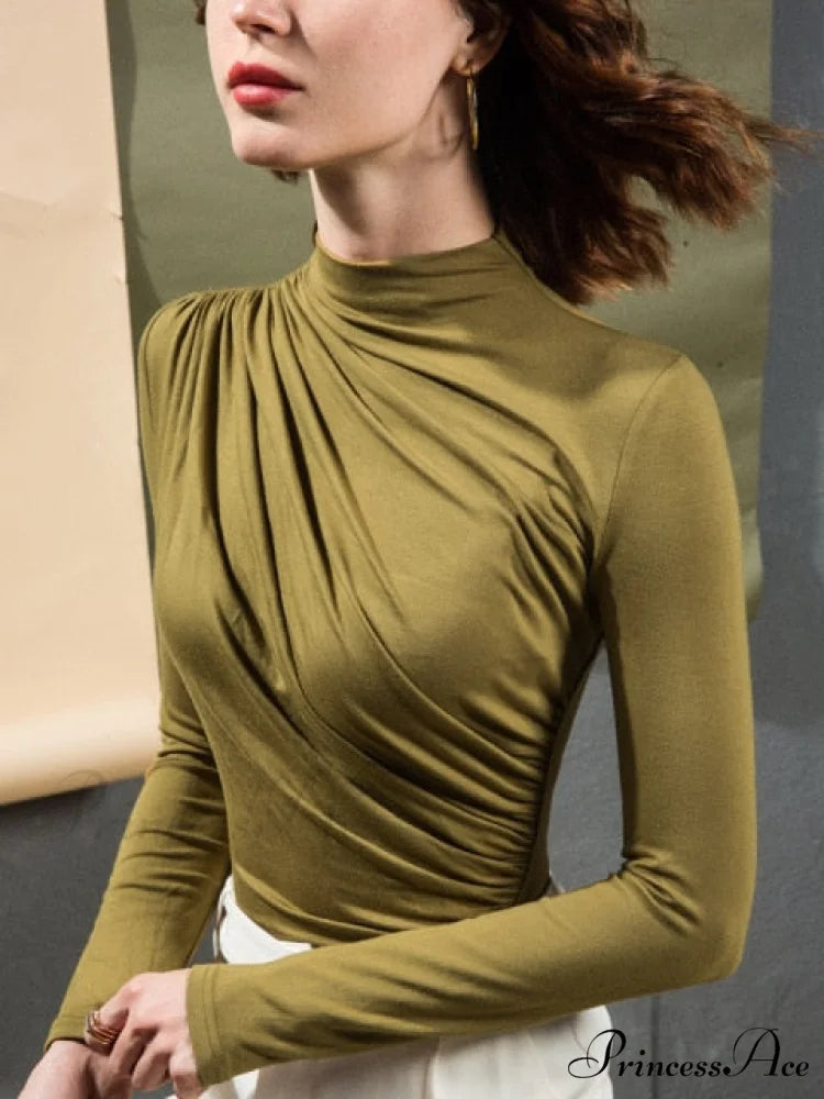 Women Cotton Long Sleeve T-shirt green / S