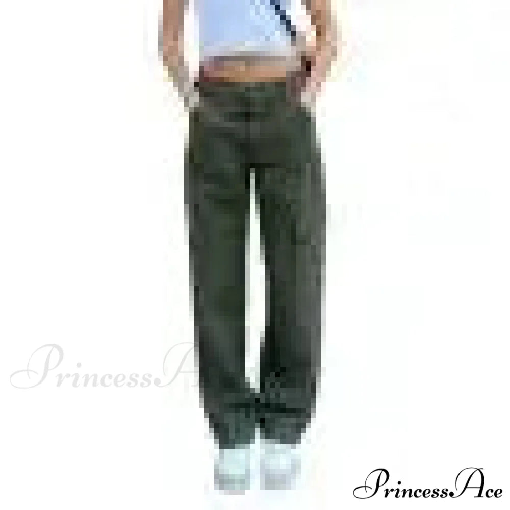 Women Denim Army Green Black Brown Solid Color Casual Fashion Chic Female Cool Girls Streetwear Jeans Army Green / S