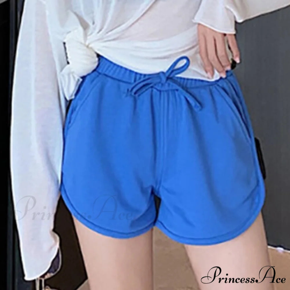 Women Elastic Pocket Shorts bule / S