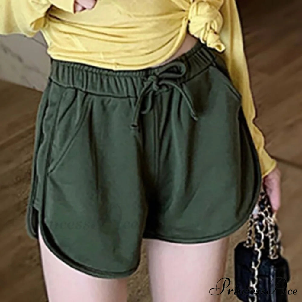 Women Elastic Pocket Shorts green / S