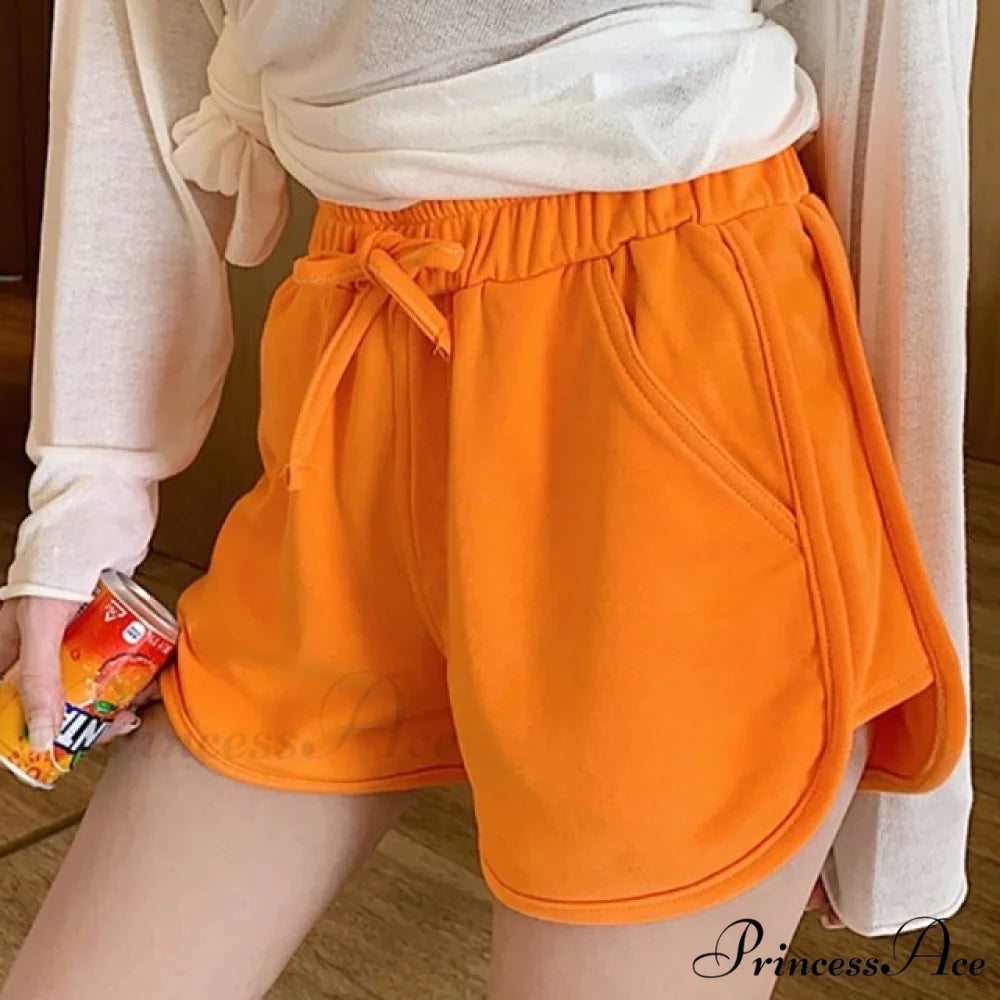 Women Elastic Pocket Shorts orange / S
