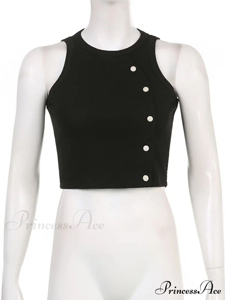 Women Fashion Casual Drawstring y2k Pants Black Tank / S