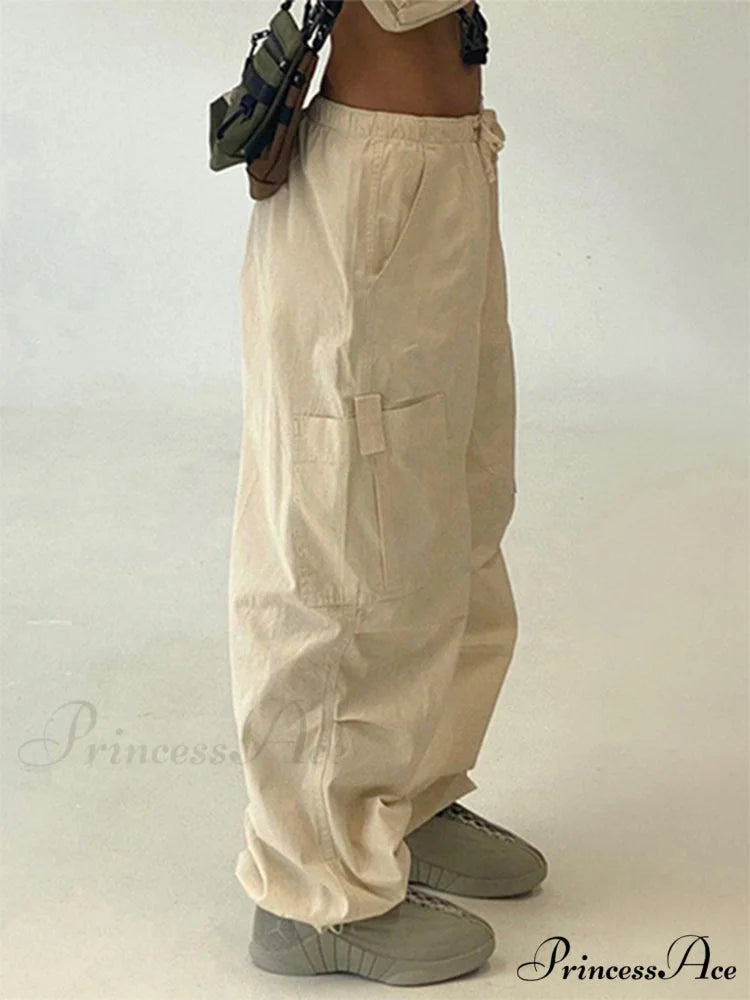 Women Fashion Casual Drawstring y2k Pants Nude / S