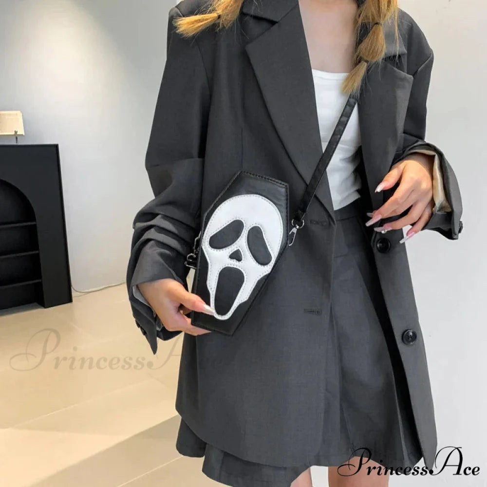 Women Gothic PU Leather Coffin Shape Punk Style Long Wallet Portable Bag