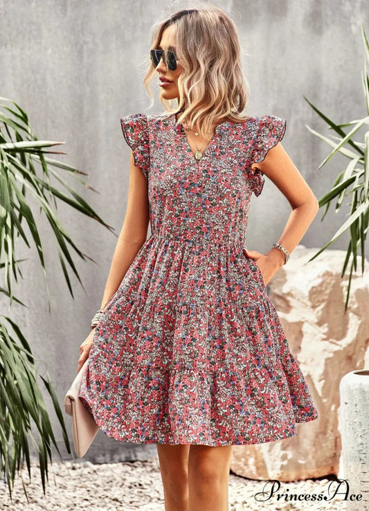 WOMEN HOLIDAY PRINT DRESS S / black