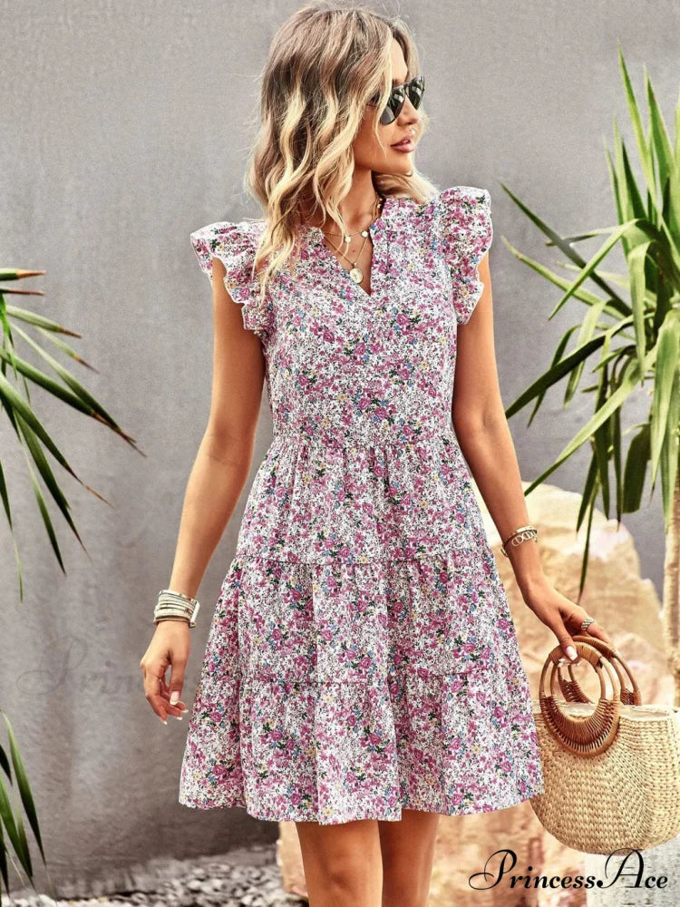 WOMEN HOLIDAY PRINT DRESS S / green