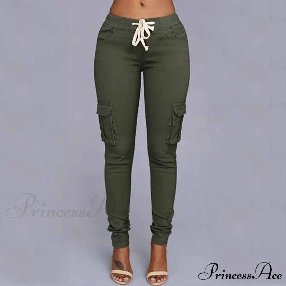 Women Ladies Trousers Military Pants Women Army Green / S