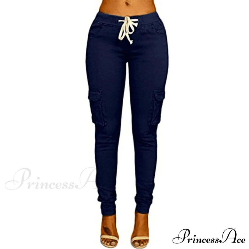 Women Ladies Trousers Military Pants Women Dark Blue / S