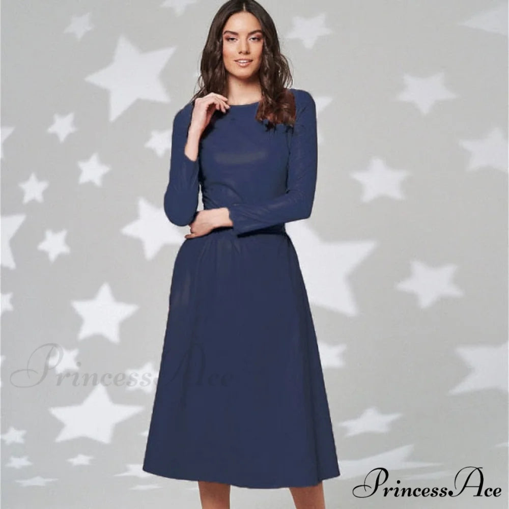 Women Long Sleeve Slim Fit PU Dress