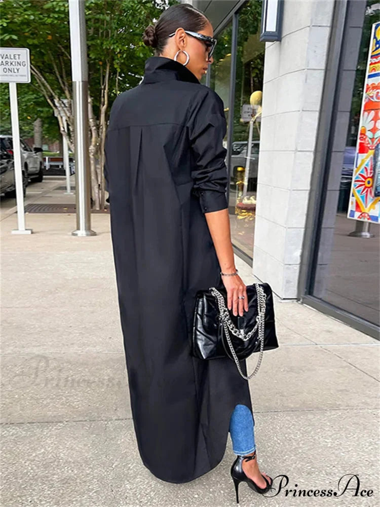 Women Loose Casual Kaftan Shirts Solid Sleeve Lapel Single-breasted Female Vestidos