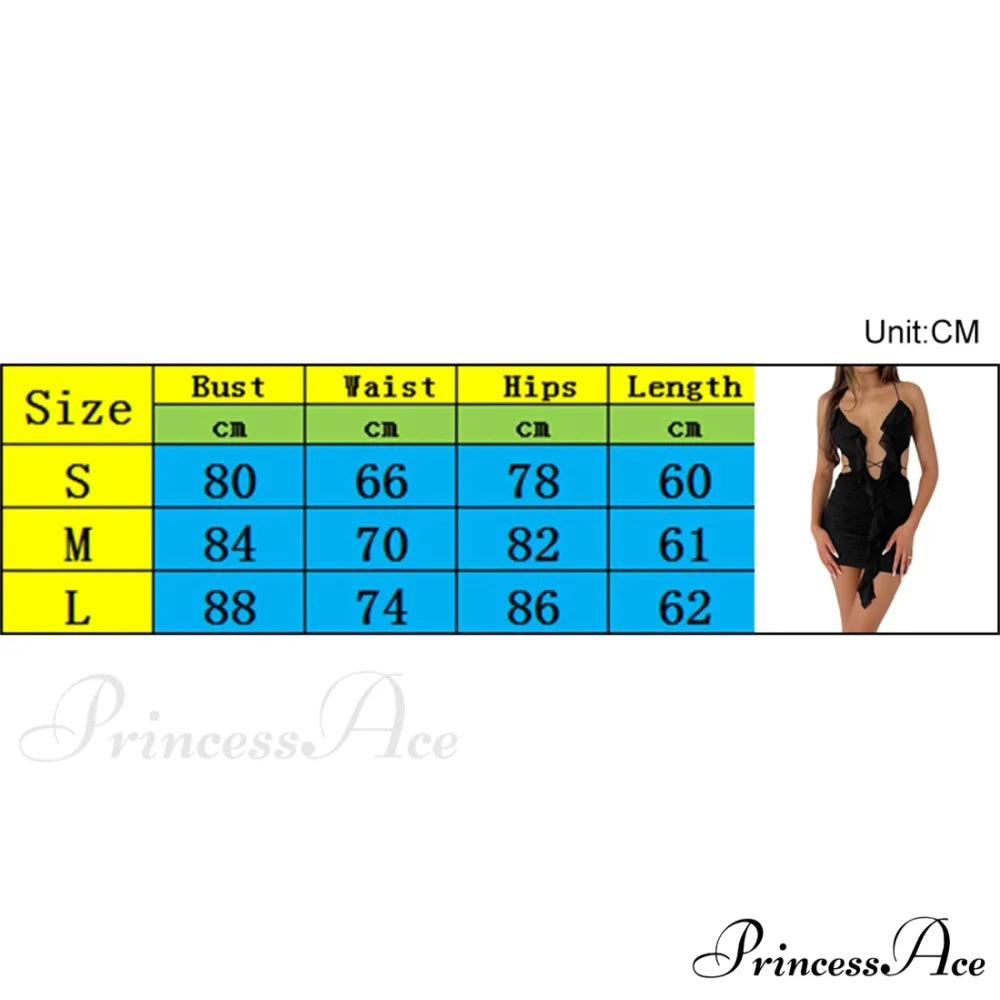Women Low Cut Summer Bodycon Halter Hollow Out Backless Ruffle Mini Beach Holiday Vestido Cut Out Dress