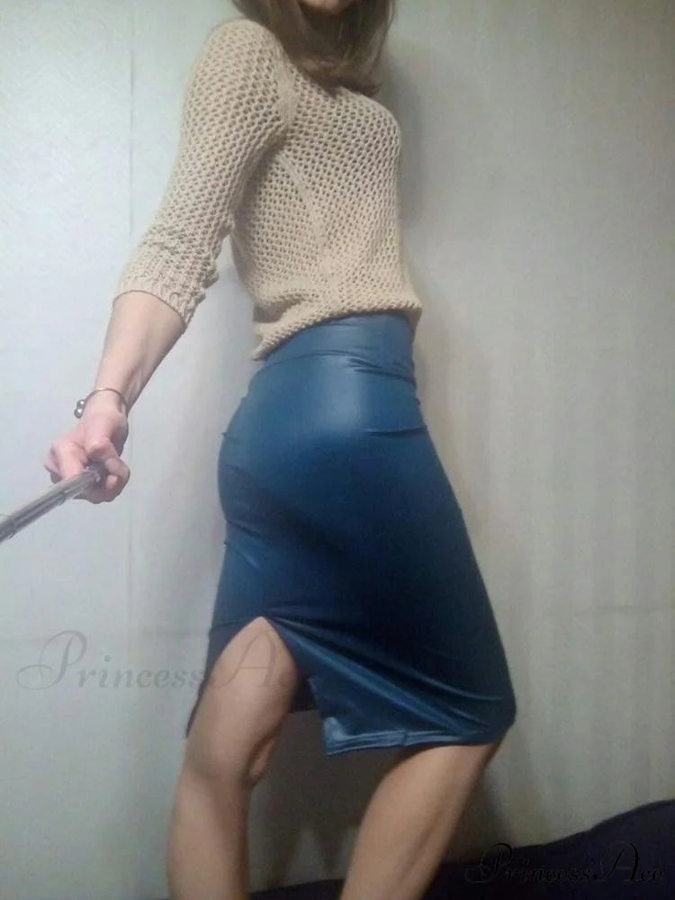 Women New Fashion Back Split Sexy Skirt SplitDenim Blue / S