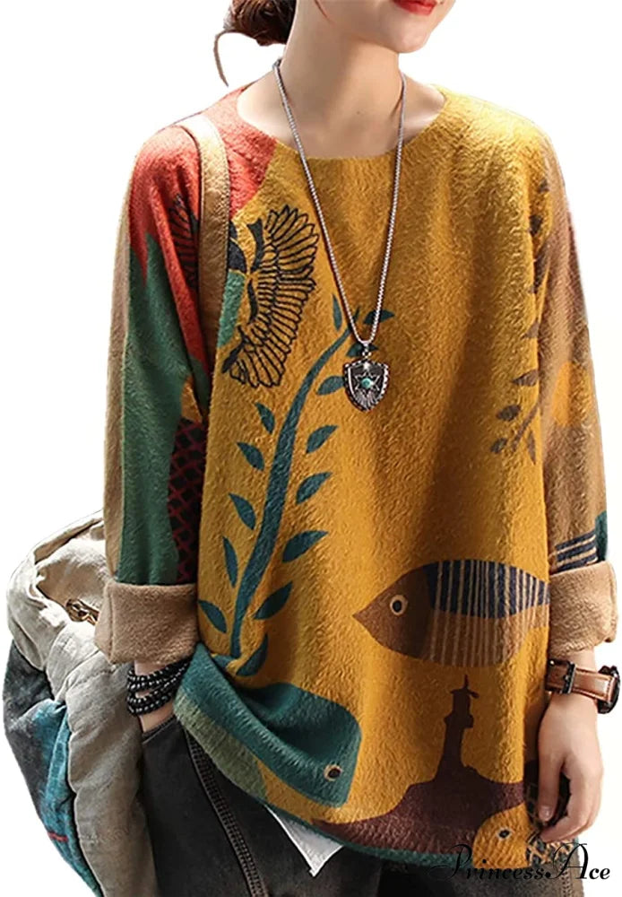 Women Oversized Pullover Casual Loose Long Sleeve Knit Sweater S01 as Picture19 / XX-Large