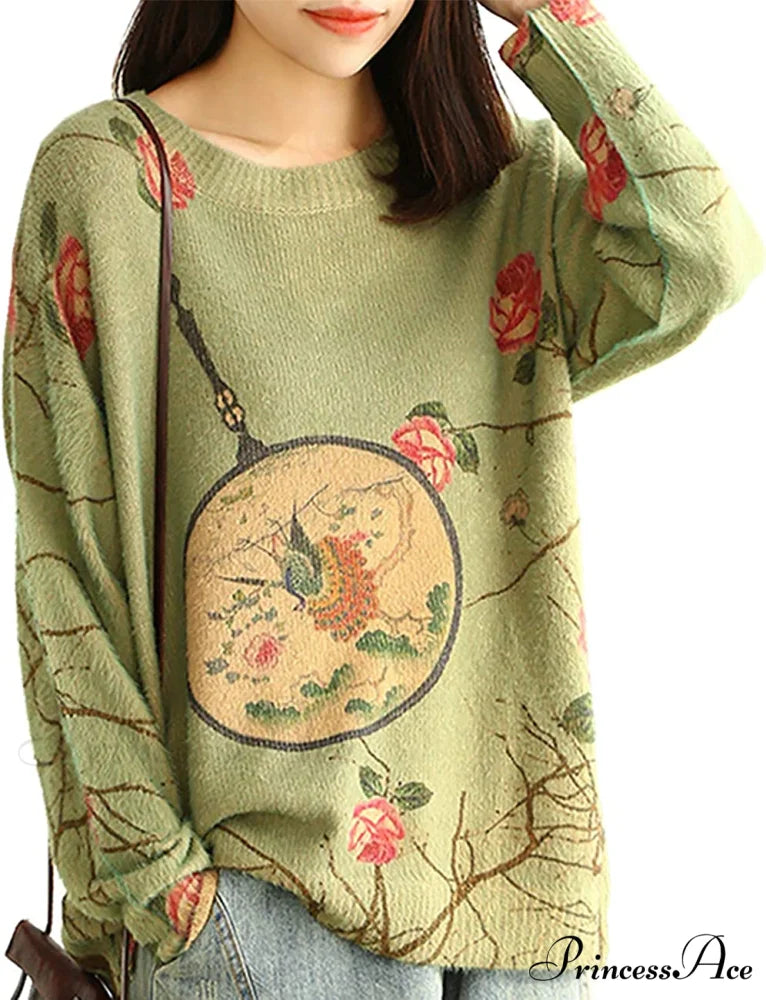 Women Oversized Pullover Casual Loose Long Sleeve Knit Sweater S01 as Picture22 / XX-Large