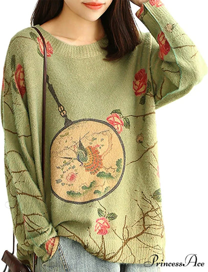 Women Oversized Pullover Casual Loose Long Sleeve Knit Sweater S01 as Picture22 / XX-Large