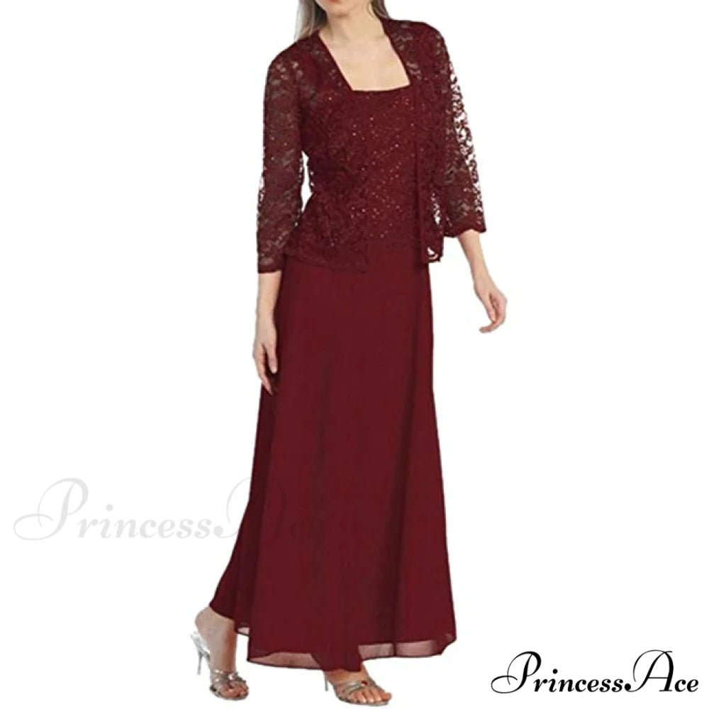 Women Plus Size Long Sleeve Lace Party Dress Solid Color Elegant Maxi Mini Dresses S / GOLD