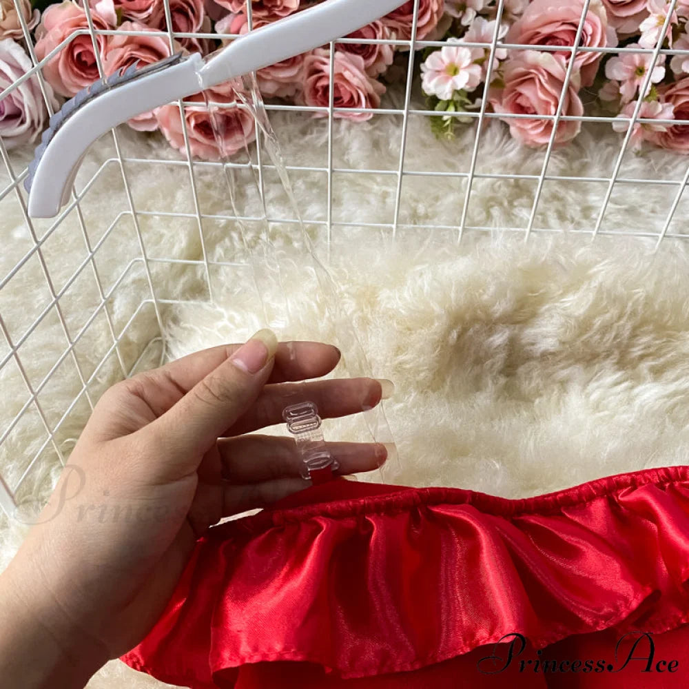 Women Sexy Female Dresses Patchwork Bodycon Strapless Gown Red Mesh Party Dinner Slim Strap Warm-Season Long Spaghetti