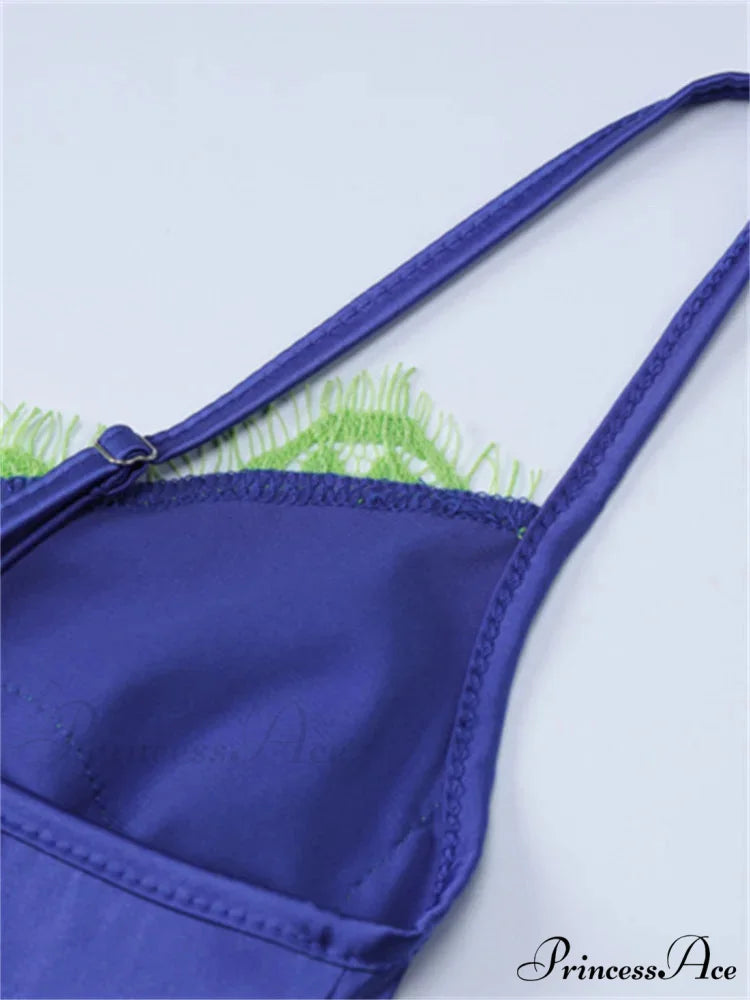 Women Sleeveless Spaghetti Strap Lace Patchwork Summer Party for Cocktail Beach Vestidos Streetwear