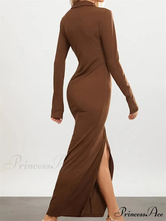 Women Slim Fit Sleeve Button Down Turn Down Collar Evening for Spring Fall Female Vestidos