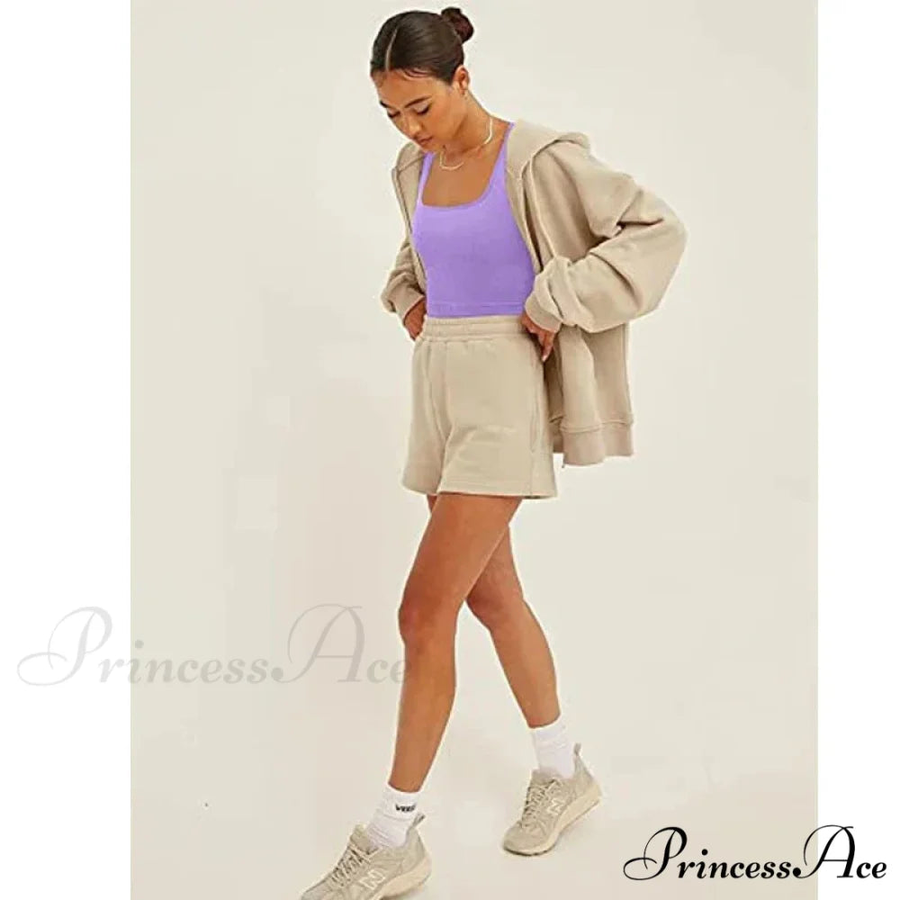 Women Square Neck Ribbed Camisole Women Summer Basic Elastic Sleeveless Crops Tank top Violet / S