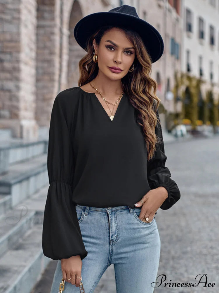 women’s autumn casual tops and for V-neck loose winter