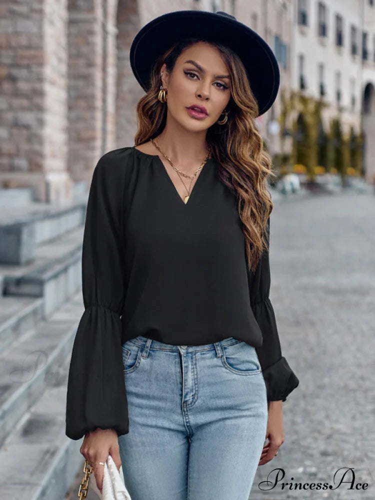 women’s autumn casual tops and for V-neck loose winter
