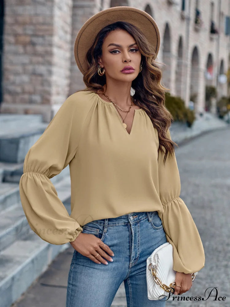 women’s autumn casual tops and for V-neck loose winter
