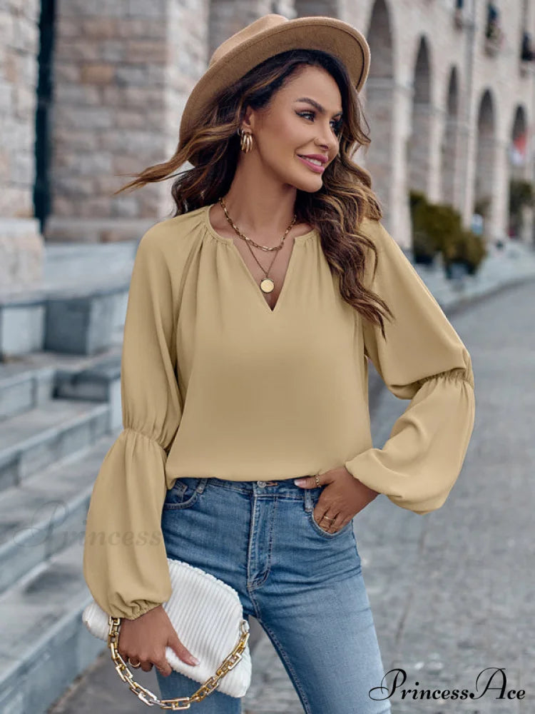 women’s autumn casual tops and for V-neck loose winter