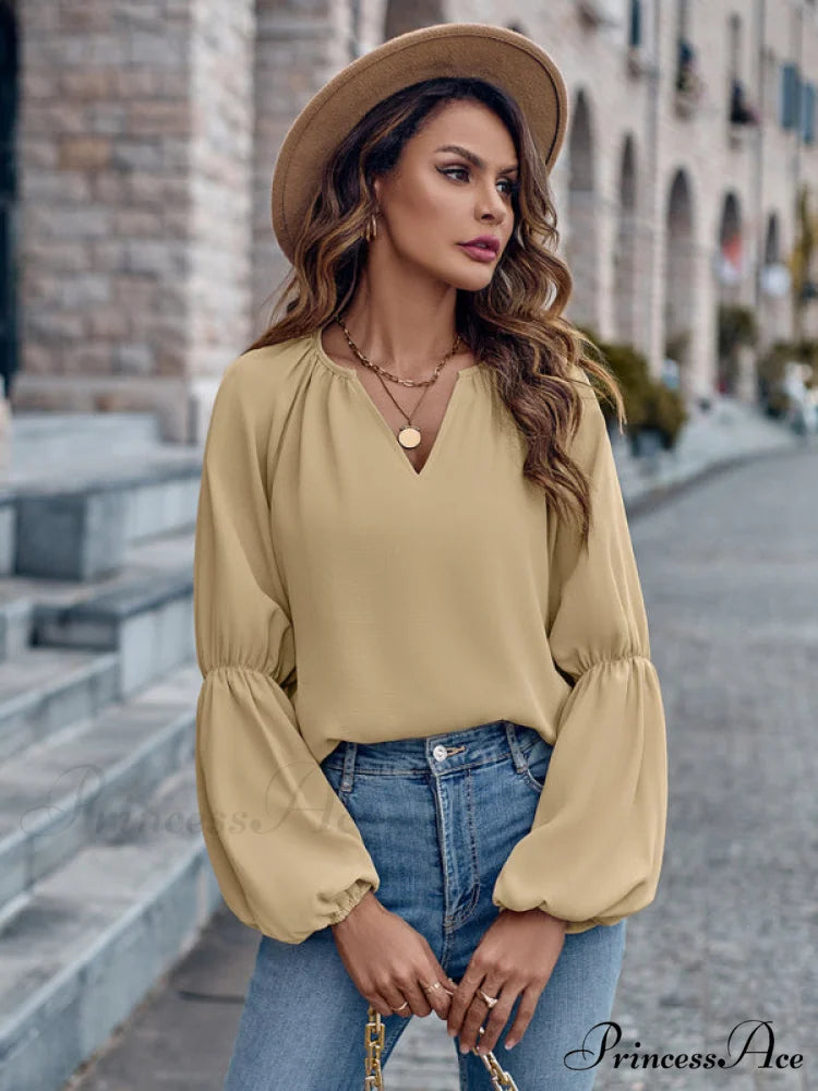 women’s autumn casual tops and for V-neck loose winter