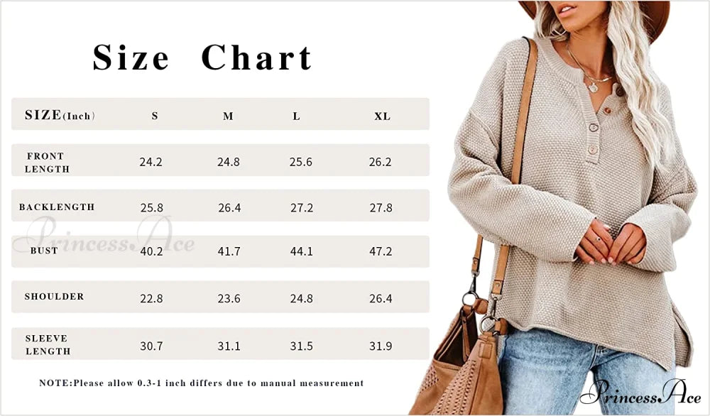 Women’s Batwing Long Sleeve Loose V Neck Button Top