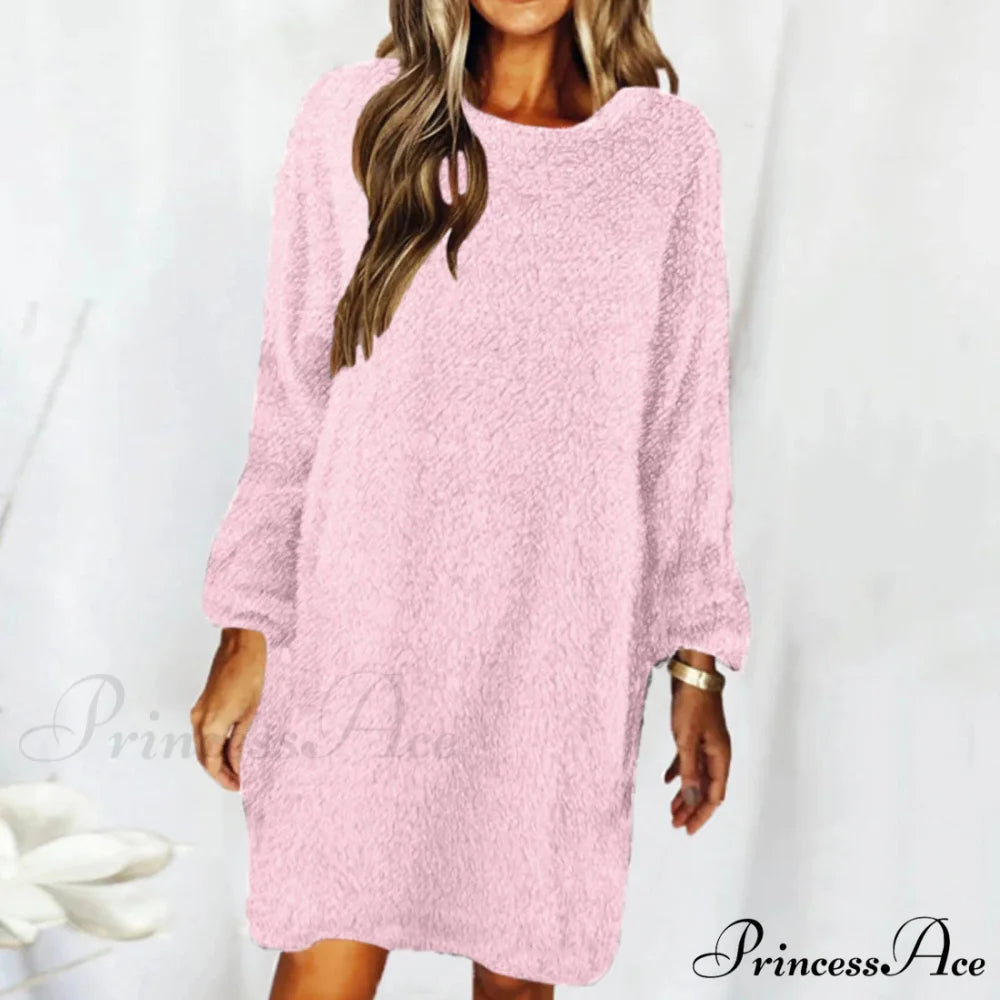 Women’s Casual Floral Splicing Printed Round Neck Midi 2024 New Spring Autumn Fashion Loose Long Sleeve Dress