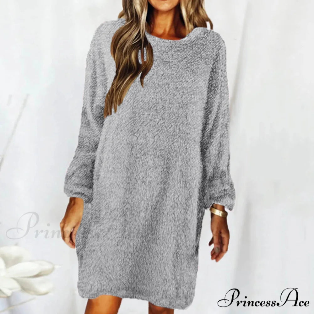 Women’s Casual Floral Splicing Printed Round Neck Midi 2024 New Spring Autumn Fashion Loose Long Sleeve Dress