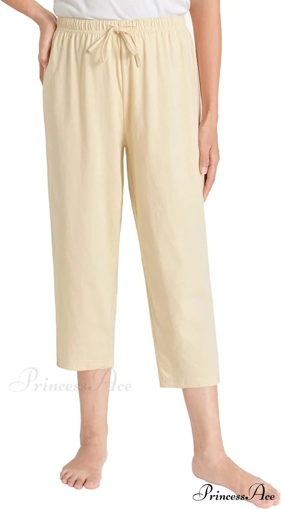 Women’s Cotton Capri Pants Sleep Capris Peach / Medium